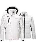 Wantdo Men's 3 in 1 Snowboard Jacket Puffer Line Rain Coat Ivory XX-Large