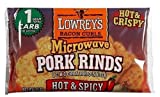 Lowrey's Bacon Curls, Microwave Pork Rinds, 18 bags, Hot & Spicy, 1 case