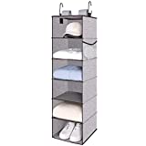 StorageWorks 6-Shelf Hanging Closet Organizer, Hanging Shelves for Closet, Fabric, Mixing of Brown and Gray, 12" D x 12" W x 47 " H