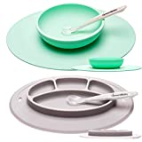 Suction Baby Bowls and Plate Placemats - UpwardBaby Silicone Baby Non Slip Toddler Feeding Set Kids Placemats with Spoons Included - BPA Free