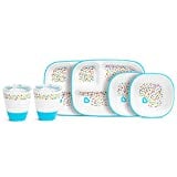 Munchkin Splash 6 Piece Toddler Divided Plate, Bowl & Cup Dining Set, Blue Sprinkles
