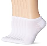 PEDS Women's Coolmax Low Cut No Show Socks With X-wrap Arch Support, 6 Pairs, White, Shoe Size: 5-10