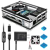 Miuzei Raspberry Pi 3 B+ Case with Fan Cooling, Pi 3B Case with 3 Pcs Heat-Sinks, 5V 2.5A Power Supply for Raspberry Pi 3 B+ (B Plus), 3B (No Raspberry Pi Board)