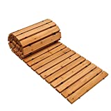 Reliancer 8' Wooden Garden Pathway Weather-resistant Straight Walkway Roll Out Cedar Outdoor Patio Path Rustic Decorative Garden Boardwalk Walkways Roll Up Beach Wood Road Floor Wedding Party Pathways