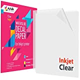 Waterslide Decal Paper For Inkjet Printer - Transparent Clear - 20 Sheets - Printable Water Transfer Paper - Standard Letter Size 8.5"x11"