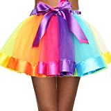 RELBCY Women's Tutu Skirt Rainbow Tulle Bubble Skirt Princess Party Ballet Skirt for Women and Girls (A Colorful)