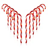 10 Pack RED Lighted Candy Canes, Christmas Lawn Pathway Walkway Stake Marker Lights - Connectable, Light up Outdoor Christmas Decorations