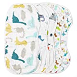 Muslin Burp Cloths Baby Burping Bibs 100% Organic Cotton 5-Pack Large 6 Layers Thick Soft Absorbent Cloth Spit Up Dribble Towels Rags for Newborns & Babies Unisex Shower Gift by ShoppeWatch BB20