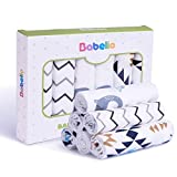 Babelio Muslin Baby Washcloths, 6 PACK Burp Cloths, 100% Organic Cotton, Soft, Absorbent, Suitable for Boys and Girls (Dinosaur Pattern)