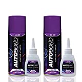 MITREAPEL Autobond Super CA Glue (2x1.4oz) with Spray Adhesive Activator(2x6.7fl oz) Auto Parts Cyanoacrylate Glue Great for Auto Modification Parts, Repairs, Fixing of Moving, Vibrating Parts, 2 Pck