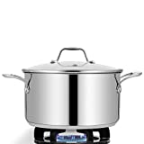 NutriChef 6-Quart Stainless Steel Stock Pot - 18/8 Food Grade Steel Heavy Duty Induction - Stock Pot, Stew Pot, Simmering Pot, Soup Pot with See-Through Lid, Dishwasher Safe - NutriChef NCSP6