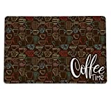 Coffee Time Placemat for your Coffee Maker or Espresso Machine. 12" x 18" Washable Coffee Decor Mat for your Coffee Station