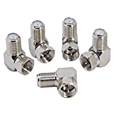 Right Angle Coax Connector, 5-Pack F Type 90 Degree Coaxial Male to Female Cable Connector, RG6 Adapter L Shape for Wall Mounted TV, Modem, Wall Plate, Satellite Receiver
