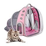 Expandable Cat Carriers Backpack,Breathable Pet Travel Backpack, Pet Backpacks for Cats Small Dogs Puppy Pink