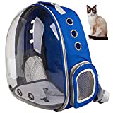 XZKING Cat Backpack Carrier Bubble Bag, Transparent Space Capsule Pet Carrier Dog Hiking Backpack, Small Dog Backpack Carrier for Cats Puppies Airline Approved Travel Carrier Outdoor Use Blue