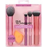 Real Techniques Everyday Essentials Kit, Makeup Brushes & Makeup Blending Sponge, Makeup Tools For Foundation, Blush, Bronzer, & Eyeshadow, Synthetic Bristles, 5 Piece Set