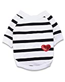 Small Puppy Clothes for Boys Dogs Puppy Striped Tshirt French Boston Terriers Clothes, XS, White