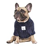 iChoue Pet Dog Winter Warm Sweater Clothes Turtleneck for French Bulldog Pug Boston Terrier Corduroy Cold Weather Pullover Coat Shirt - Blue/Size L