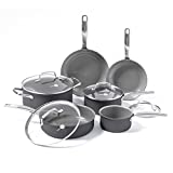 GreenPan Chatham Hard Anodized Healthy Ceramic Nonstick 10 Piece Cookware Pots and Pans Set, PFAS-Free, Dishwasher Safe, Oven Safe, Gray