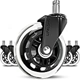 Office Chair Wheels Replacement Rubber Chair casters for Hardwood Floors and Carpet, Set of 5, Heavy Duty Office Chair casters for Chairs to Replace Office Chair mats - Fits 98%