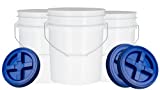 House Naturals 5 Gallon Plastic Bucket Pail Food Grade BPA Free with Blue Air Tight Screw on Lid(Pack of 3) Made in USA pails