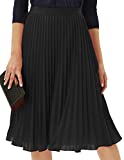 GRACE KARIN Women's Chiffon Skirts High Waist Flare A-line Pleated Swing Skirt Black M