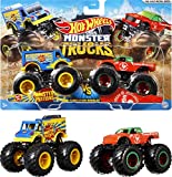 Hot Wheels Monster Trucks 1:64 Scale Die-Cast Demolition Doubles 2-Pack for Kids age 3 - 8 Years Old, Collectible Toy Truck with BIG Wheels for Crashing and Smashing [Styles May Vary]