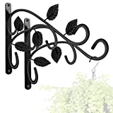 KABB 2 PCS Metal Hanging Hook Plants Brackets, 12 Inch Iron Wall Mount Bracket Durable Rust-Resistant Plant Hanger Hook for Hanging Plants Bird Feeder Lantern Wind Chimes