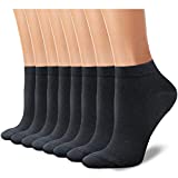 CHARMKING 8 Pairs Ankle Socks for Women Non Slip Cotton Socks No Show Socks Classic Low Cut Casual Socks (Black)