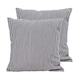 HOPLEE Farmhouse Pillow Covers 18x18 Ticking Stripe Pillow Cover Black Stripe Decorative Pillow Covers Set of 2
