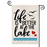 AVOIN Like is Better at The Lake Garden Flag Vertical Double Sided, Lake Bird Flag Yard Outdoor Decoration 12.5 x 18 Inch