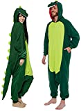 Silver Lilly Dinosaur Costume - Trex Cosplay - Reptile One Piece Pajama (Green Dinosaur, M)