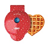 Dash Mini Waffle Maker for Individual Waffles, Hash Browns, Keto Chaffles with Easy to Clean, Non-Stick Surfaces, 4 Inch, Red Love Heart, DMWH100HP