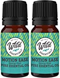 Wild Essentials "Motion Ease" 100% Pure Essential Oil Synergy Blend 2 Pack - 10ml, Formula for Motion Sickness, Nausea, Upset Stomach, Vertigo, Dizzy, seasick, carsick. Made and Bottled in The USA