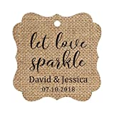 Darling Souvenir Personalized Fancy Frame Paper Tags Wedding Sparklers Let Love Sparkle Custom Hang Tags-Burlap-100 Tags