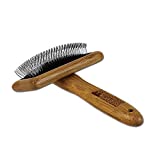 Alcott Bamboo Groom Slicker Brush with Stainless Steel Pins for Pets, Medium