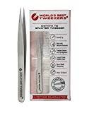 World's Best Tweezers Diamond Tip Splinter Tweezers - Diamond Coated, Professional Precision Needle Nose Pointed Tweezer for Ingrown Hair, Splinter, Ticks, and Glass Removal - Stainless Steel