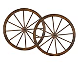 Westcharm Steel-Rimmed Wooden Wagon Wheels (36 in, Brown)