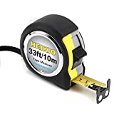 Measuring Tape 33 Feet(10M), Double-sided Metric and Inch Scale with Fractions, Retractable Tape Measure with Double Stop Buttons and Magnetic Hook By HEIKIO