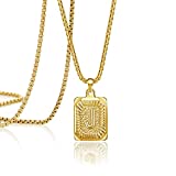 JoycuFF Gold Necklaces for Women Personalized Name Gold Initial Necklace for Women Pendant Necklaces Cute Dainty Unique Fashion Trendy Handmade Square Stainless Steel Jewelry Necklace J