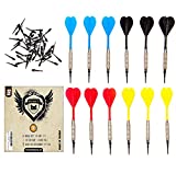 SHOT TAKER CO. EST. 2017 Soft Tip Darts Set |12 pc Bar Darts | 50 Extra Black 2BA Tips | 3 of Each Color| Fun Darts for 4 Players on Electronic/Plastic Dartboard (STC10406-16g Silver Barrel)