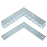 6 Pack 9½ inches Flat L Bracket, Heavy Duty Steel Mending Plate Flat Corner Braces Repair Joint Right Angle Plate for Wooden House Furniture, Size:9½ x 9½ x 1½ inches, Thickness: 3 mm