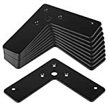 GBGS 10 Pack Corner Stealth Speed Brace Brackets 4"×4"×1¼", Steel L Shaped Flat Fixing Mending Plates, Thickness 2 mm, Load 33lb,Screws not Included, Black