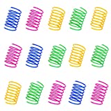 ISMARTEN 100 Pack Pet Wide Colorful Springs Cat Toys Plastic Coil Spiral Springs for Cat Kitten Pets (Random Color)