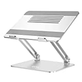 Laptop Stand, EPN Ergonomic Portable Laptop Riser Adjustable Height Laptop Holder with Non-Slip Silicone, Aluminium Alloy Compatible for MacBook, Lenovo, and notebooks up to 17 Inch-Silver