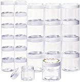 SGHUO 24 Pack Empty Slime Containers with Water-Tight Lids, 12pcs 6oz and 12pcs 2oz Plastic Storage Jars with Labels for Slime Jewelry Making, Cosmetic, Paint and Beads