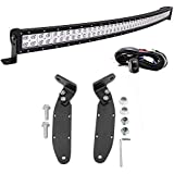 Dasen Compatible with 2014-2023 Polaris General, RZR S XP 900 1000 4, Upper Roof Windshield 42" 240W Curved LED Light Bar Mount Brackets Kit with Wiring Kit
