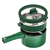 Electric Hot Pot, EKNOSRI 1.5L Non-stick Mini Pot Multi-purpose with Stainless Steel Food Steamer and Temperature Control for Rapid Noodles, Egg cooker, Steak, Sauté, Steam, Oatmeal and Soup - Green