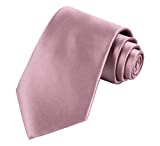 TIE G Solid Color Satin Mens Ties Woven Silky Touch 3.35" Neck Tie in Gift Box (Raspberry)