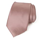 Spring Notion Men's Solid Color Satin Microfiber Tie, Regular Pink Copper